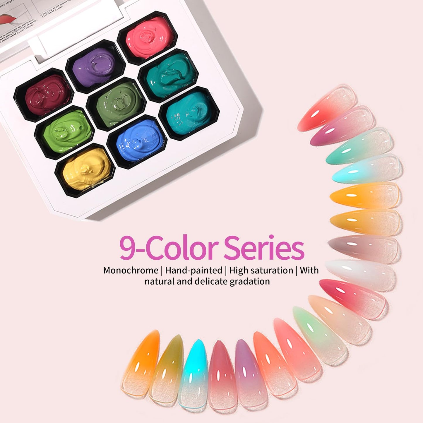 Ombre Gel Polish Nail Sponges for Ombre 4 Series Colorful Blush Effect Gradient painting gel ombre & pat paint for nails Multistyle French Manicure Nail Art DIY Home (A10, 1)