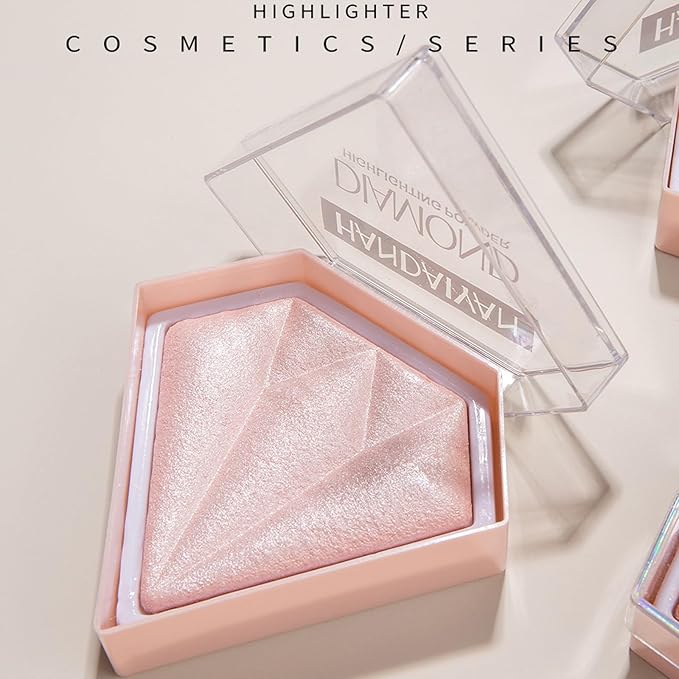 MEICOLY Baked Highlighter Powder Palette,Natural Face Highlighter Shimmer Powder,Long Lasting Glittery Highlighter Makeup Face Luminizer,03 Fairy Pink