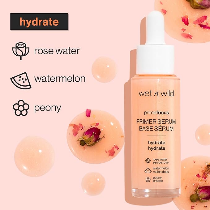 wet n wild Prime Focus Facial Serum Primer Makeup Extending, Hydrating Face Skin Care Product, Reduces Fine Lines And Wrinkles, For Repairing Dry Skin, Retinol Alternative