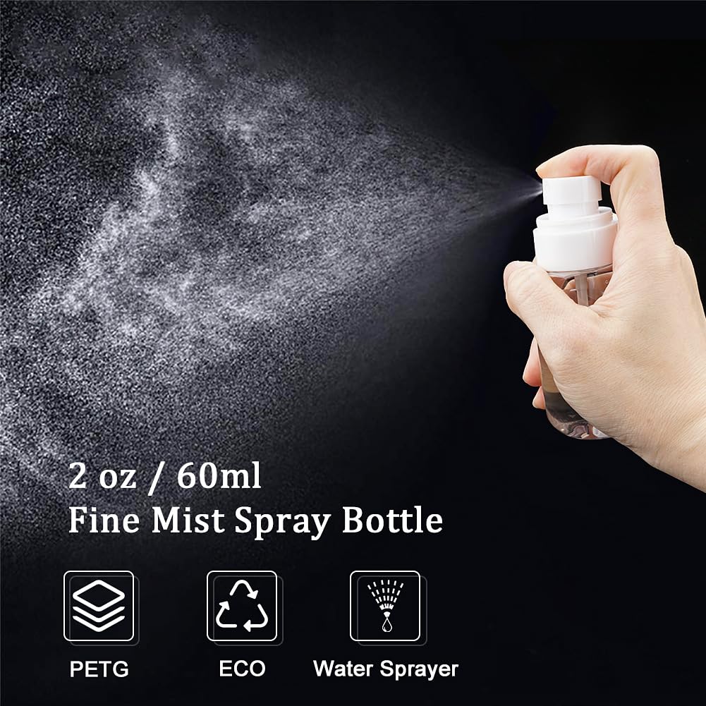 Cosywell Travel Spray Bottle TSA Approved 2oz 60ml 3 Pack Leak Proof Fine Mist Spray Bottles Empty Plastic Refillable Spray Bottle for Perfume Essential Oils Toners Rose Water Cosmetics(3Clear)