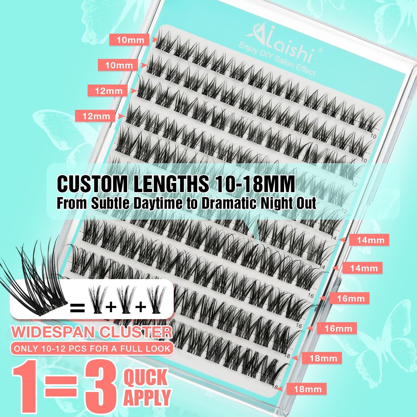 No Glue Needed Lashes, Self Adhesive Eyelashes, DIY Lash Cluster Eyelash Extensions Kit 10‑18mm,120pcs Fluffy D Curl Soft Natural Lashes with Tweezers–Fake Cat Eye Wispy Individual Clusters(NGDY81)