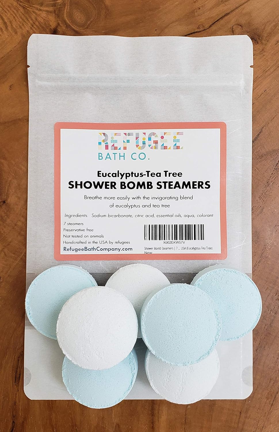 Shower Bomb Steamers | 7 Pack | Handmade in USA | Support Refugee Employment in USA (Eucalyptus-Tea Tree)
