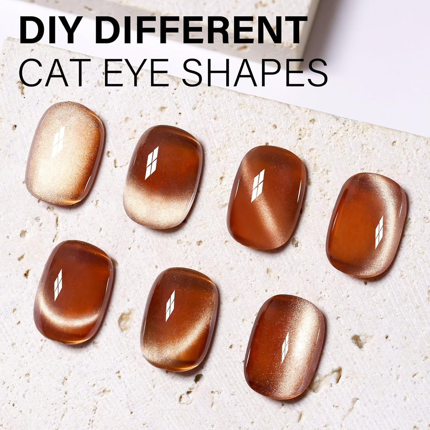 AILLSA Cat Eye Gel Nail Polish Brown Glitter Gold Gel Polish with Magnet, Amber Nude Shimmer Gel Polish Crystal Reflective Jelly Winter Color Translucent UV Gel Salon DIY at Home 0.5 OZ GF24