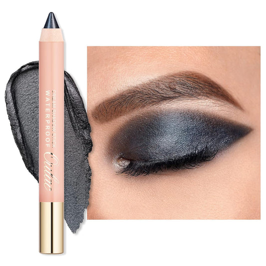Oulac Black Eyeshadow Pencil - Waterproof Eye Shadow Stick Smooth and Long Lasting, Shimmering Glitter Finish, Blendable Eyes Makeup, Vegan Beauty 3.8g, (06) Text Me Black