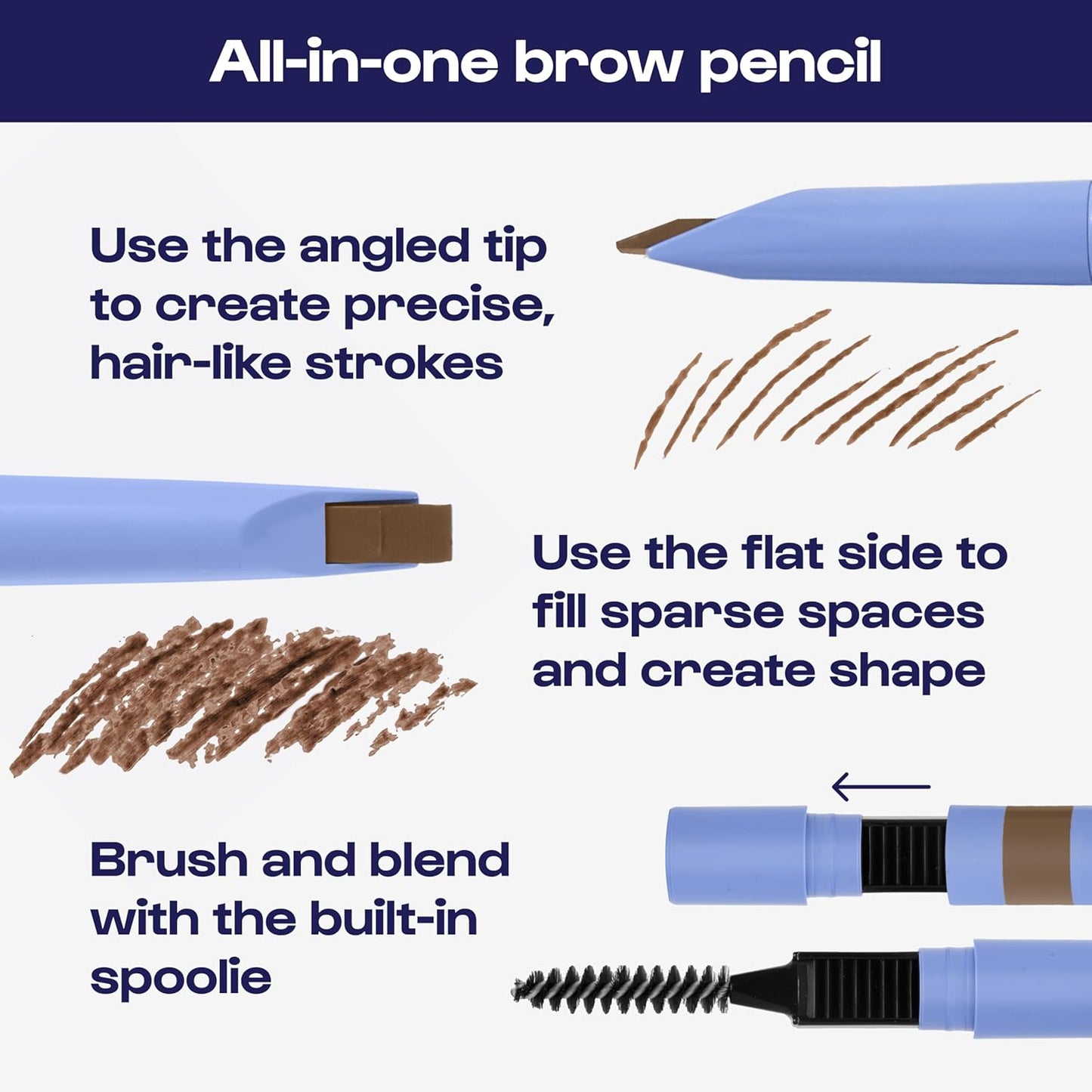 ALLEYOOP Swift Eyebrow All-In-1 Brow Definer with Built-In Sharpener & Spoolie Brush, Water & Smudge Resistant and Eyebrow Pencil for Women, Natural Matte Finish, Vegan, Cruelty-Free (Medium Brown)