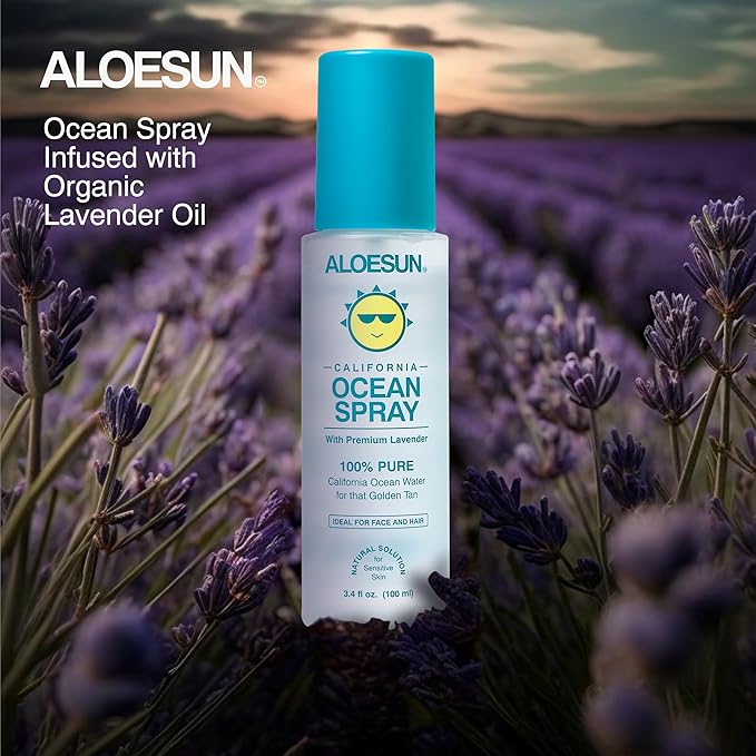 Ocean Spray | Pure California Sea Salt Water Face Mist Infused with Organic Lavender Essential Oil for Tanning | Hair & Scalp Exfoliating Solution | Facial Moisturizer | Travel Size 3.4 Fl Oz
