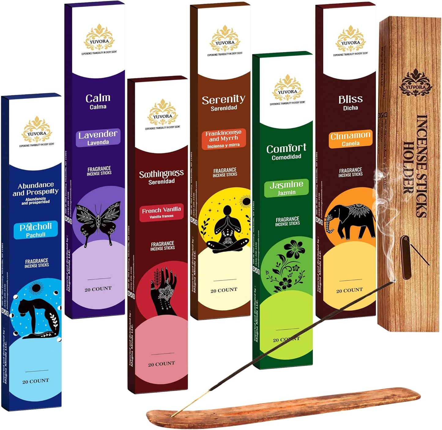 Aromatic Incense Sticks Gift Set – 120 Natural & Non-Toxic Incense Sticks | 6 Soothing Scents | Home, Meditation, Relaxation & Yoga | Free Incense Holder | Inciensos - Gifts for Women