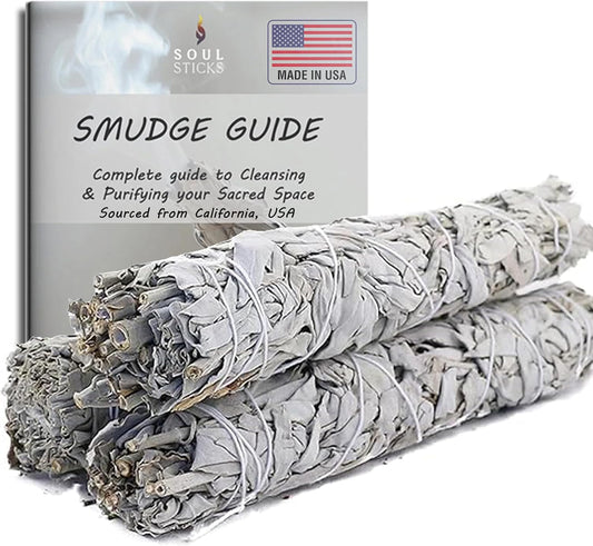 SOUL STICKS 9 Inch 3-Pack Organic California White Sage Smudge Sticks Bulk for Home Cleansing, Negative Energy Removal, Good Energy Meditation & Smudging Rituals | Pure Sage Bundles