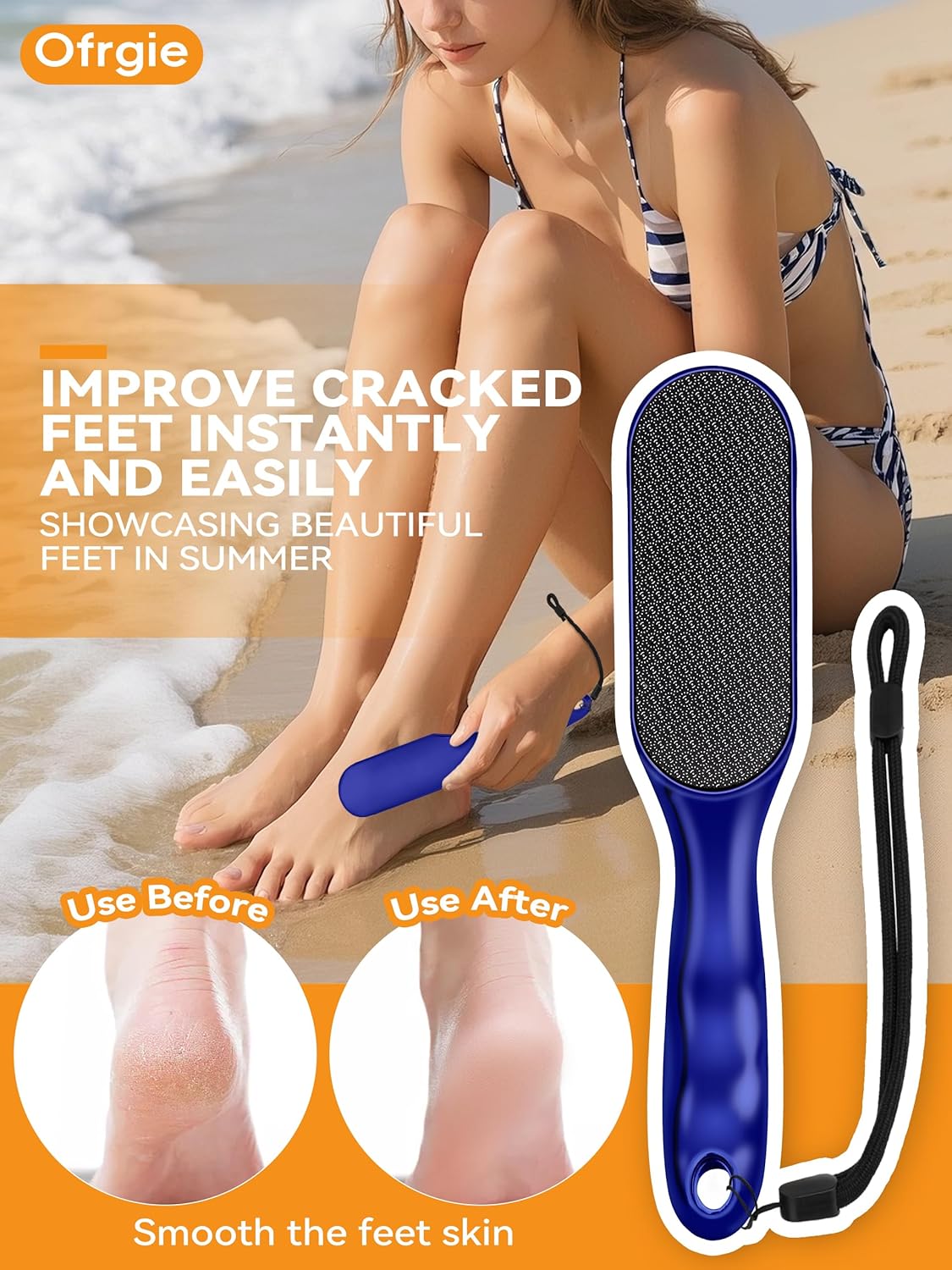 Beyond The Cream Veins Grain Foot File, Nano Glass Foot File, Hard Skin Callus Remover, Professional Pedicure Tool, Anti-Slip Handle Rope & Storage Bag, Ideal Gift for Beauty & Fitness Lovers, Blue