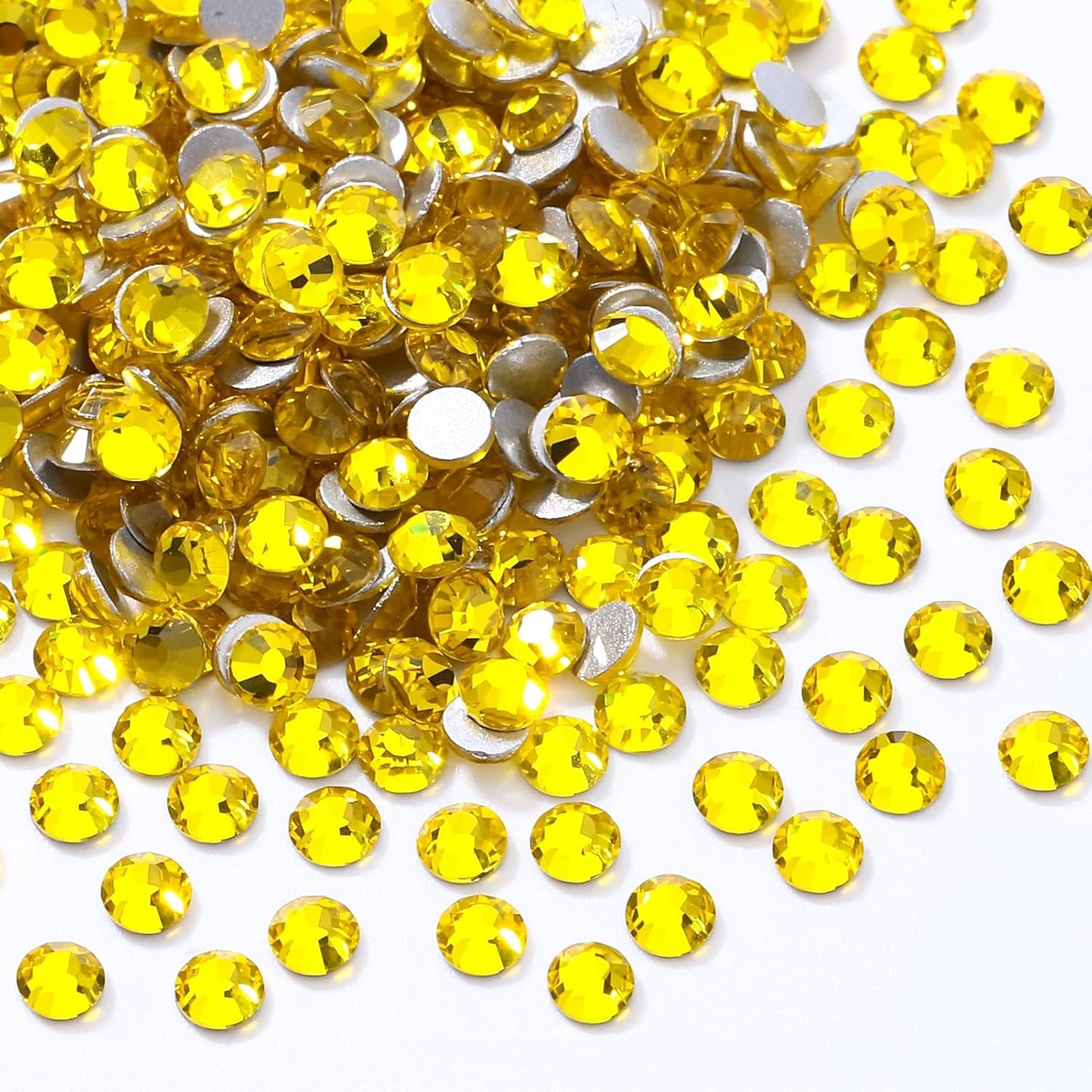 Citrine Flatback Rhinestones, Glass Rhinestones for Nail Art and Craft, Glue Fix, Loose Crystal Gemstones(Yellow, SS8, 1440pcs, 2.3-2.5mm)