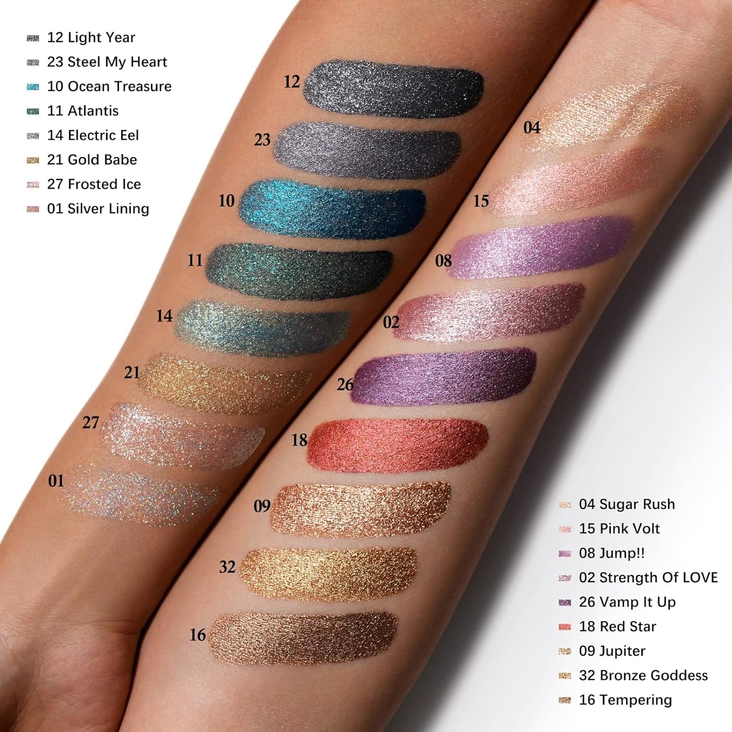 Oulac Liquid Glitter Eyeshadow - Metallic & Shimmer Finish, Non-Sticky One-Swipe Coverage, Quick-Drying & Crease-Resistant. Vegan & Cruelty-Free (02)
