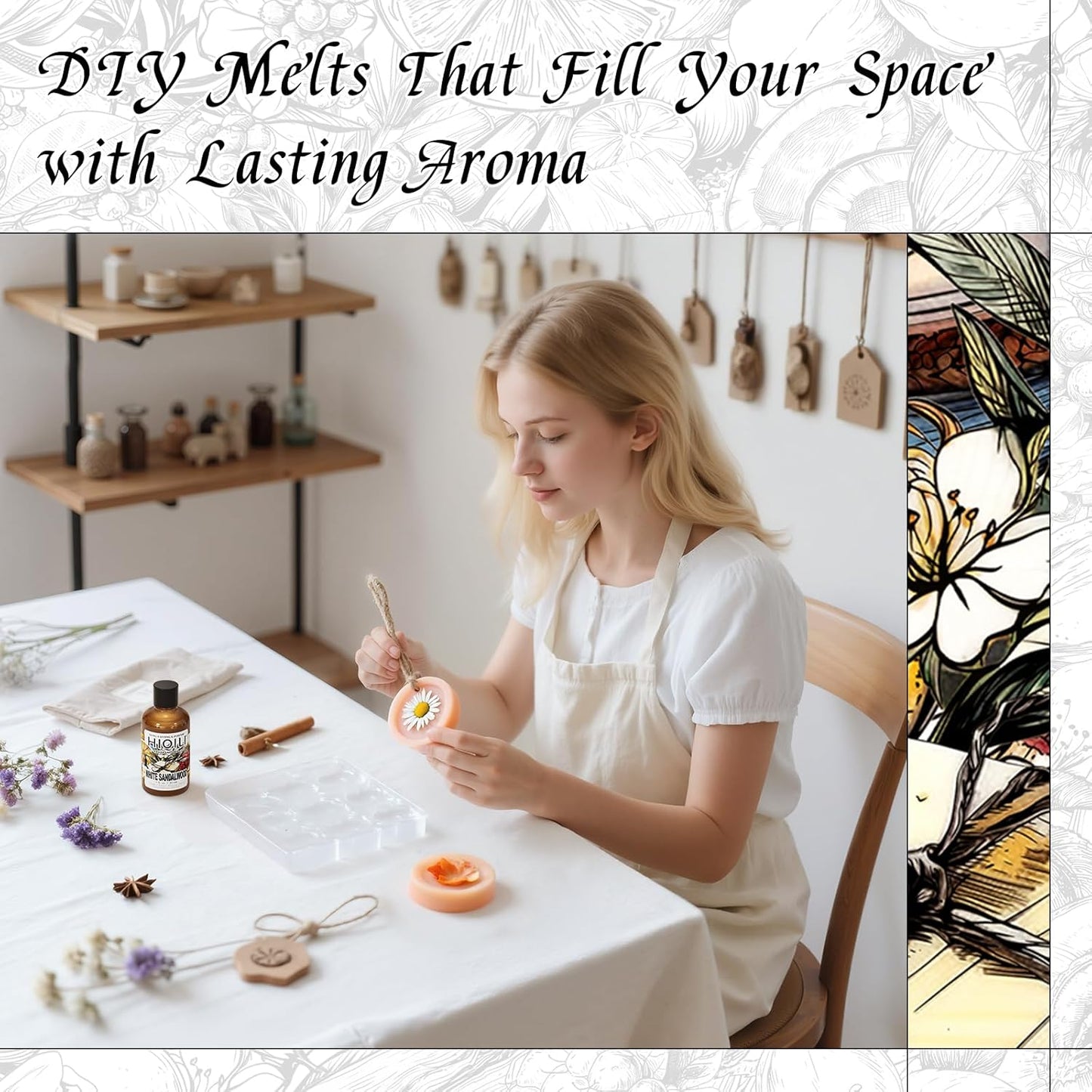 HIQILI White Sandalwood Fragrance Oil for Making Candle, Scented Home Decor, Room Spray, Skin & Body, Essential Oil Diffuser - 1 Fl Oz