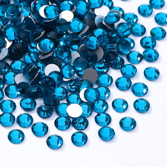 Malachite Blue Flatback Rhinestones, Glass Rhinestones for Nail Art and Craft, Glue Fix, Loose Crystal Gemstones(Malachite Blue, SS12, 1440pcs, 2.9-3.0mm)