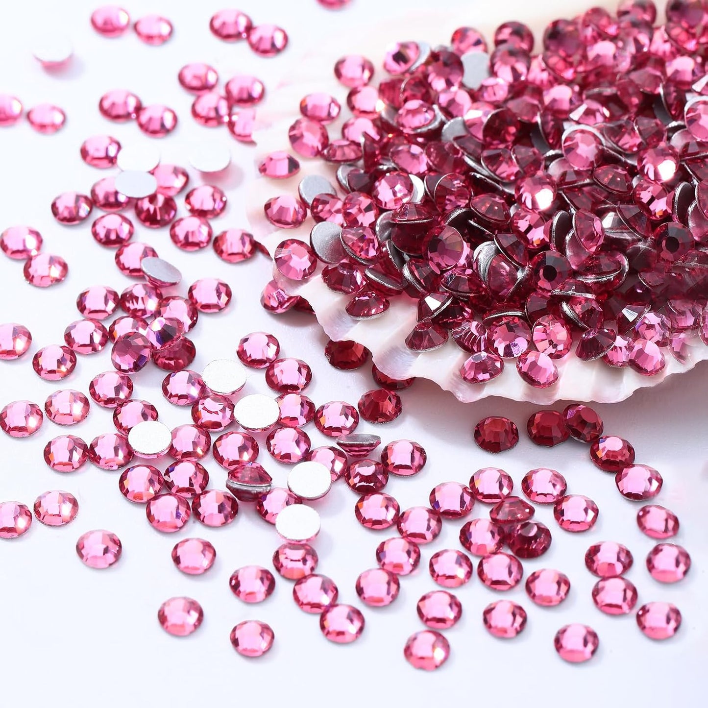 Rose Flatback Rhinestones, Glass Rhinestones for Nail Art and Craft, Glue Fix, Loose Crystal Gemstones(Rose, SS4, 1440pcs, 1.5-1.7mm)