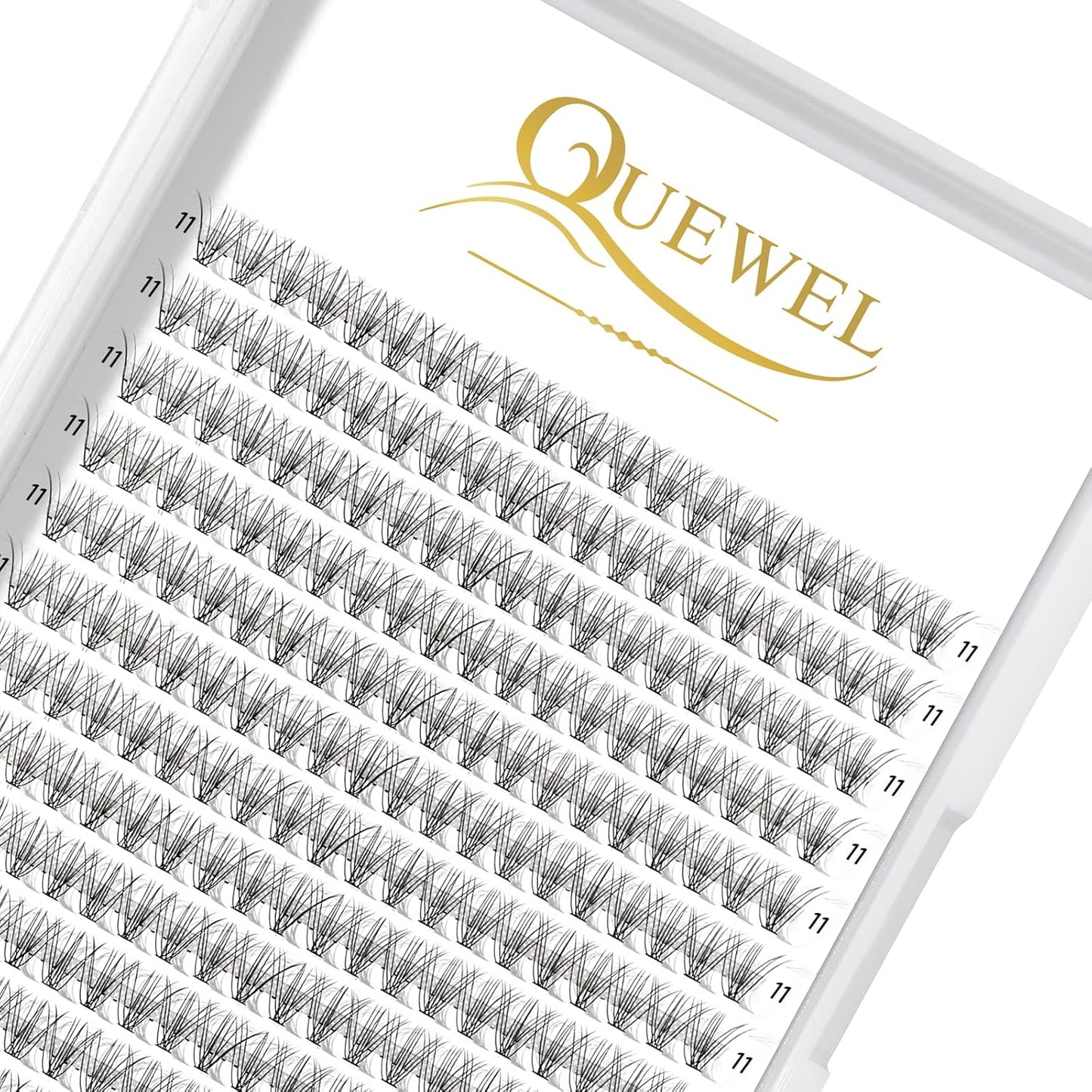 QUEWEL Cluster Lashes 240Pcs Individual Lashes 10D 0.10D Curl 11mm Knot-Free Lash Extensions Clusters Lashes Soft&Natural False Eyelashes Individual DIY Eyelash Extension at Home(10D 0.10D 11)