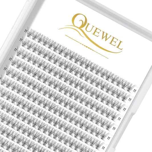 QUEWEL Cluster Lashes 240Pcs Individual Lashes 10D 0.10D Curl 11mm Knot-Free Lash Extensions Clusters Lashes Soft&Natural False Eyelashes Individual DIY Eyelash Extension at Home(10D 0.10D 11)