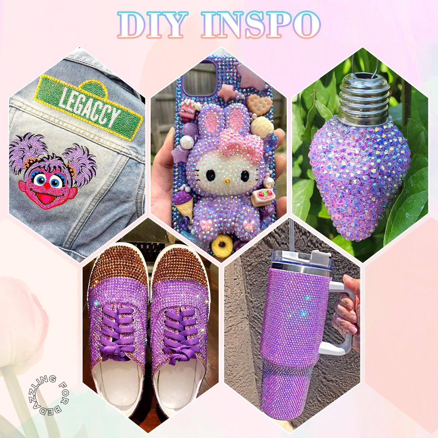 25000Pcs Resin Jelly Rhinestones with Tweezers for Crafting, 2-6mm Mixed Sizes (Lavender Purple AB) Non Hotfix Flatback Gems, Bedazzling Crystal for DIY Crafts Clothing Tumblers Shoes Decor Nail Art