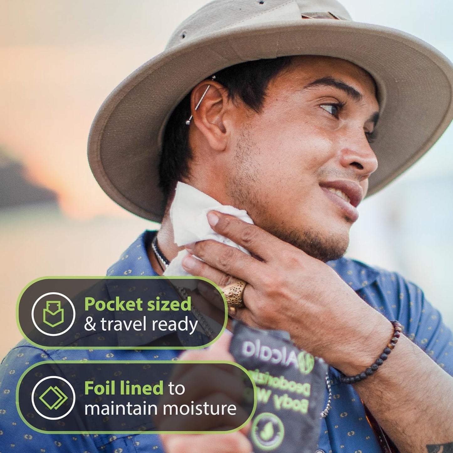 Alcala Deodorizing Body Wipes Individual Shower Wipes 100% Pure Biodegradable Bamboo Wet Wipes with Aloe Tea Tree Adult Body Wipes for Women & Men Ideal for Camping Hiking, Hospitals & Gym (330 Pack)