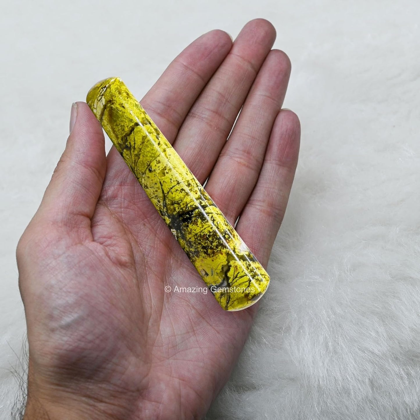 Amazing Gemstone Green Opal Crystal Wand Massage Stick - Pelvic Wand Gua Sha for Adults - Crystals and Healing Stones Massage Wands for Adults Gifts (Smooth)