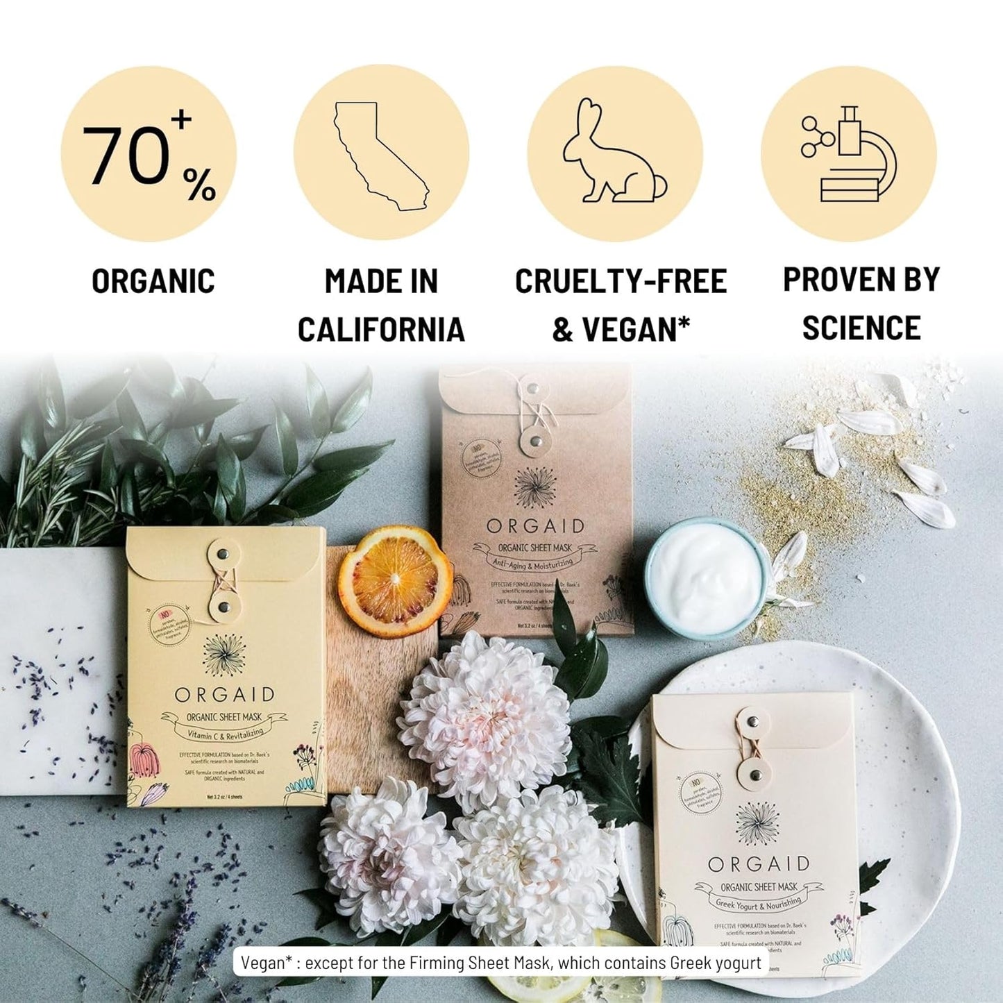 ORGAID Organic Sheet Mask | Made in USA (Vitamin C & Revitalizing, pack of 4)