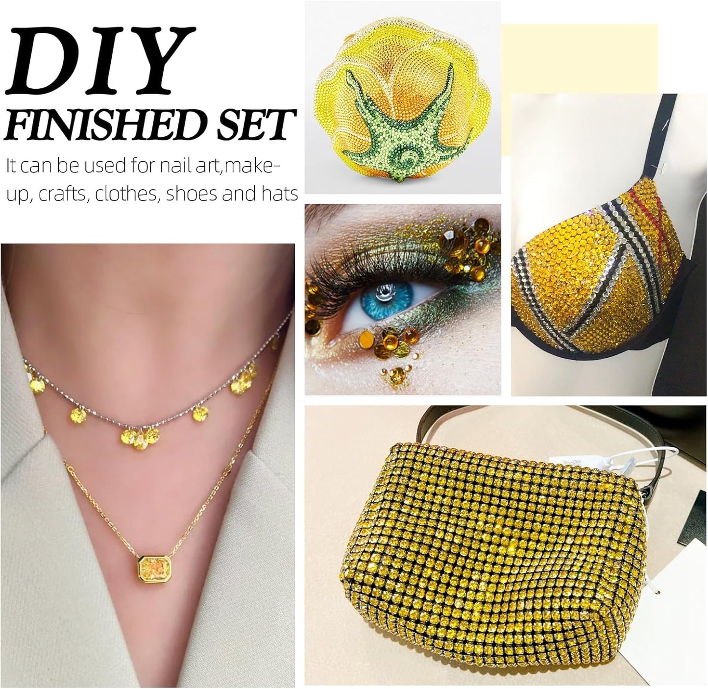 Citrine Flatback Rhinestones, Glass Rhinestones for Nail Art and Craft, Glue Fix, Loose Crystal Gemstones(Yellow, SS30, 288pcs, 6.4-6.6mm)