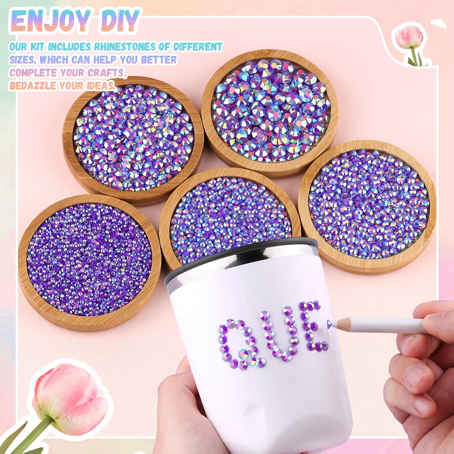 30000Pcs Resin Rhinestones for Bedazzling with 3Pcs B7000 Jewelry Glue, Dark Purple AB Flatback Gems Rhinestones for Crafting, Clothing Tumblers Mugs Shoes Fabric Decor Nail Art