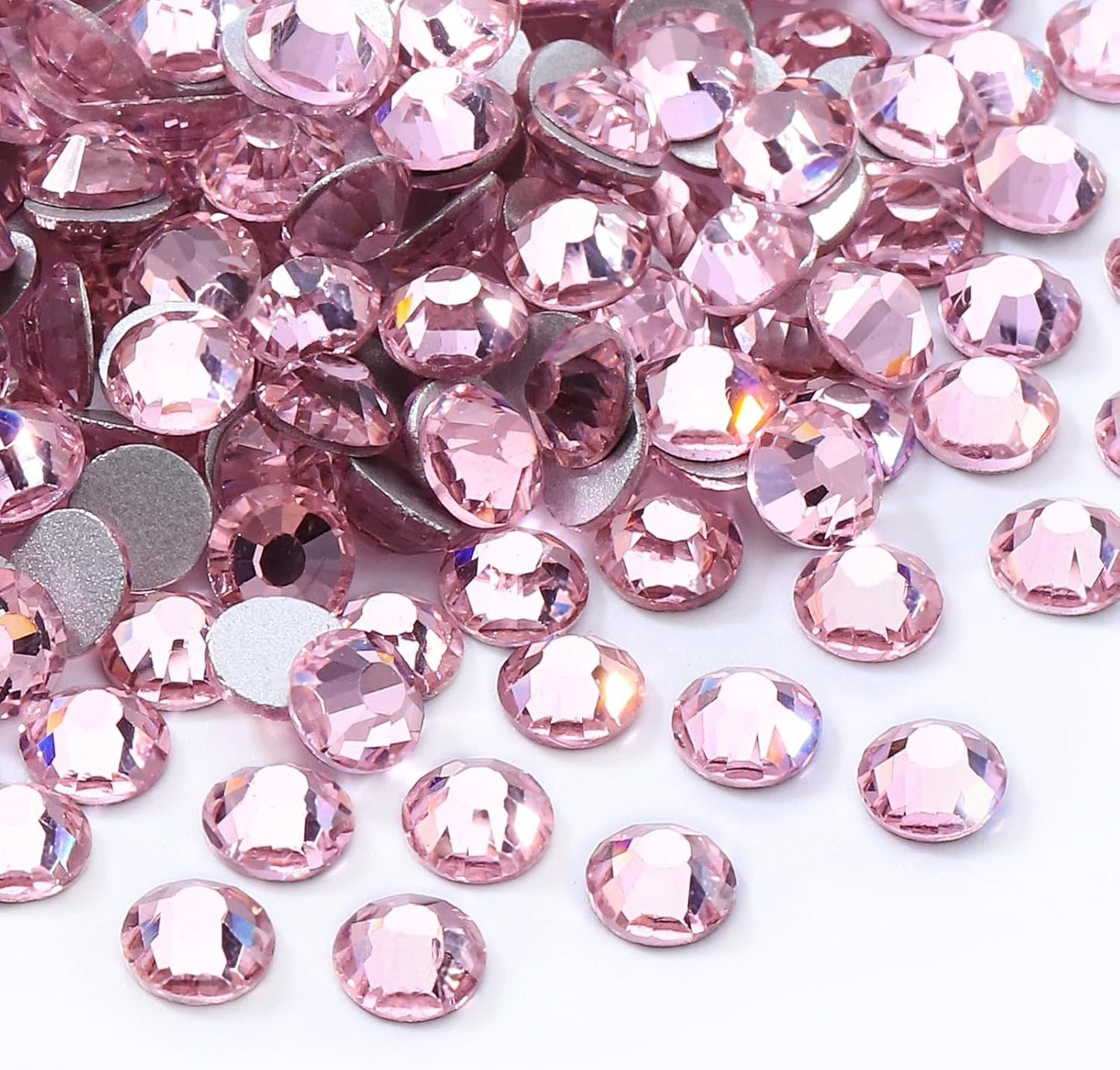 Pink Flatback Rhinestones, Glass Rhinestones for Nail Art and Craft, Glue Fix, Loose Crystal Gemstones(Pink, SS20, 1440pcs, 4.6-4.8mm)