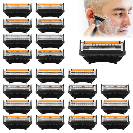 Men's 24-Count 5-Blade Razor Refill Cartridges - Compatible with ProGlide Flexball & Other Major Razor Systems - Premium Wet Shave Replacement Blades for Smooth, Precise Results - Bulk Value Pack