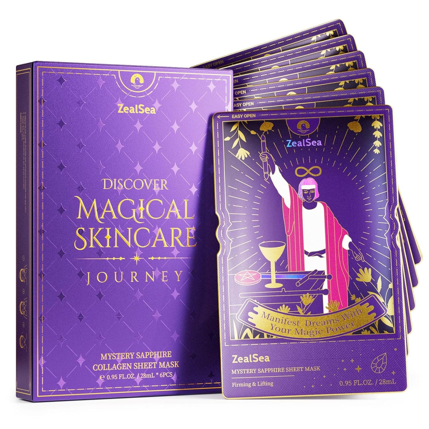 ZealSea Collagen Face Masks Skincare, Triple Collagen Mascarillas para la cara for Women, Anti-aging Facial Mask Kit for girls' weekend gift, Biodegradable Bamboo Sheet, Lifting & Nourishing Spa Set