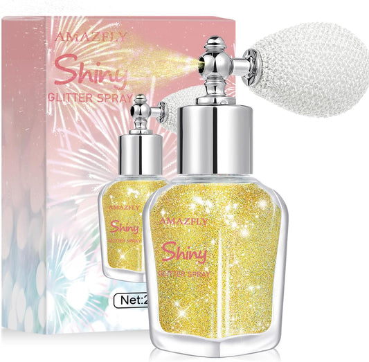 Hair and Body Glitter Spray, Shimmering Powder Sparkle Powder Makeup, Glitter Loose Sparkle Makeup for Body Highlighter,Festival Prom Rave Accessories (Gold)