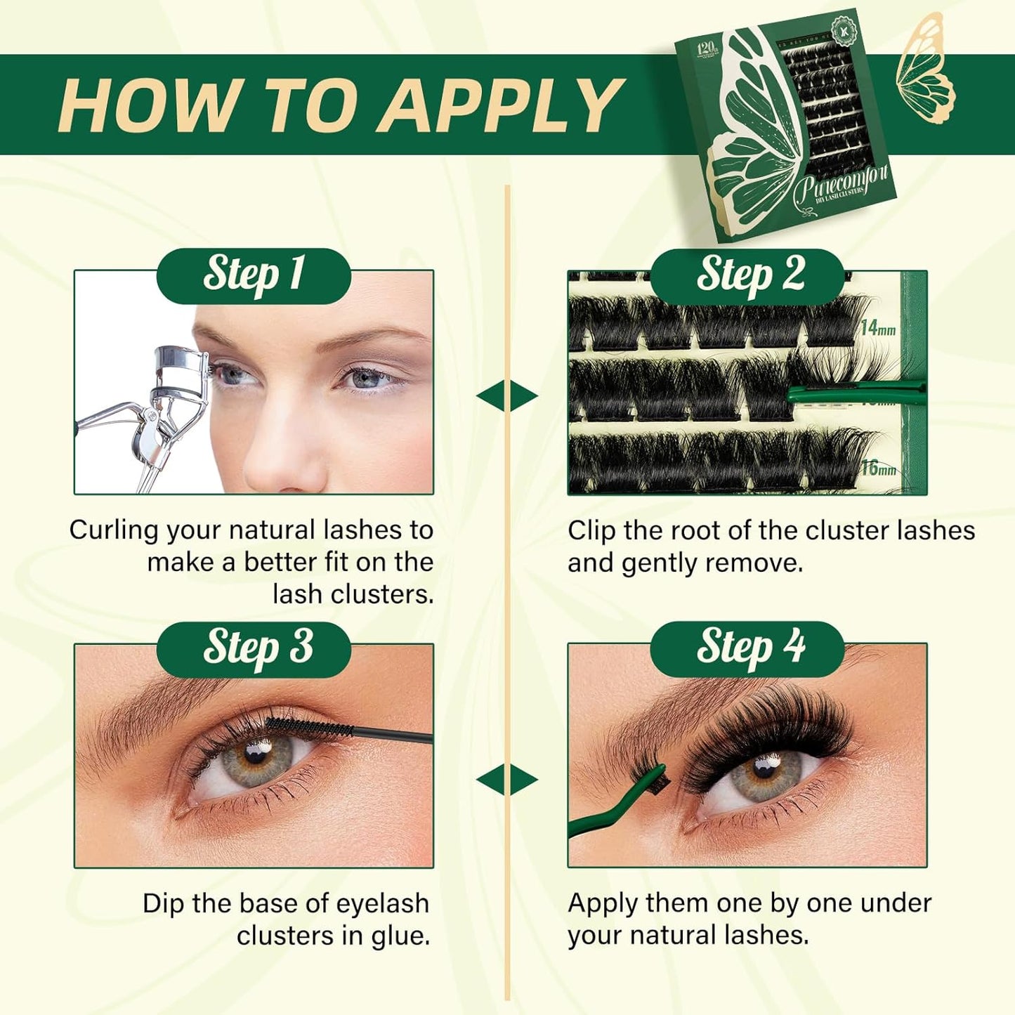 KEYYOU Lash Clusters 120pcs Eyelash Clusters 10-18mix D Curl Cluster Lashes Thick Super Soft Wispy DIY Eyelash Extension at Home(PC03-D-10-18MIX)