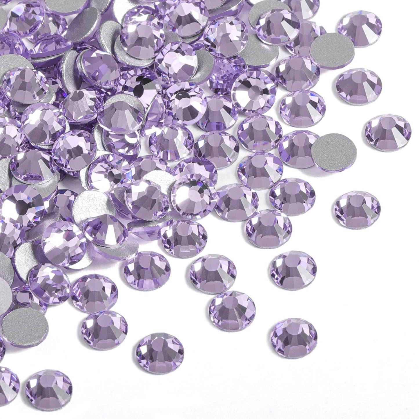 Beadsland 1440pcs Flat Back Crystal Rhinestones Round Gems for Nail Art and Craft Glue Fix, Violet,SS10,2.7-2.9mm