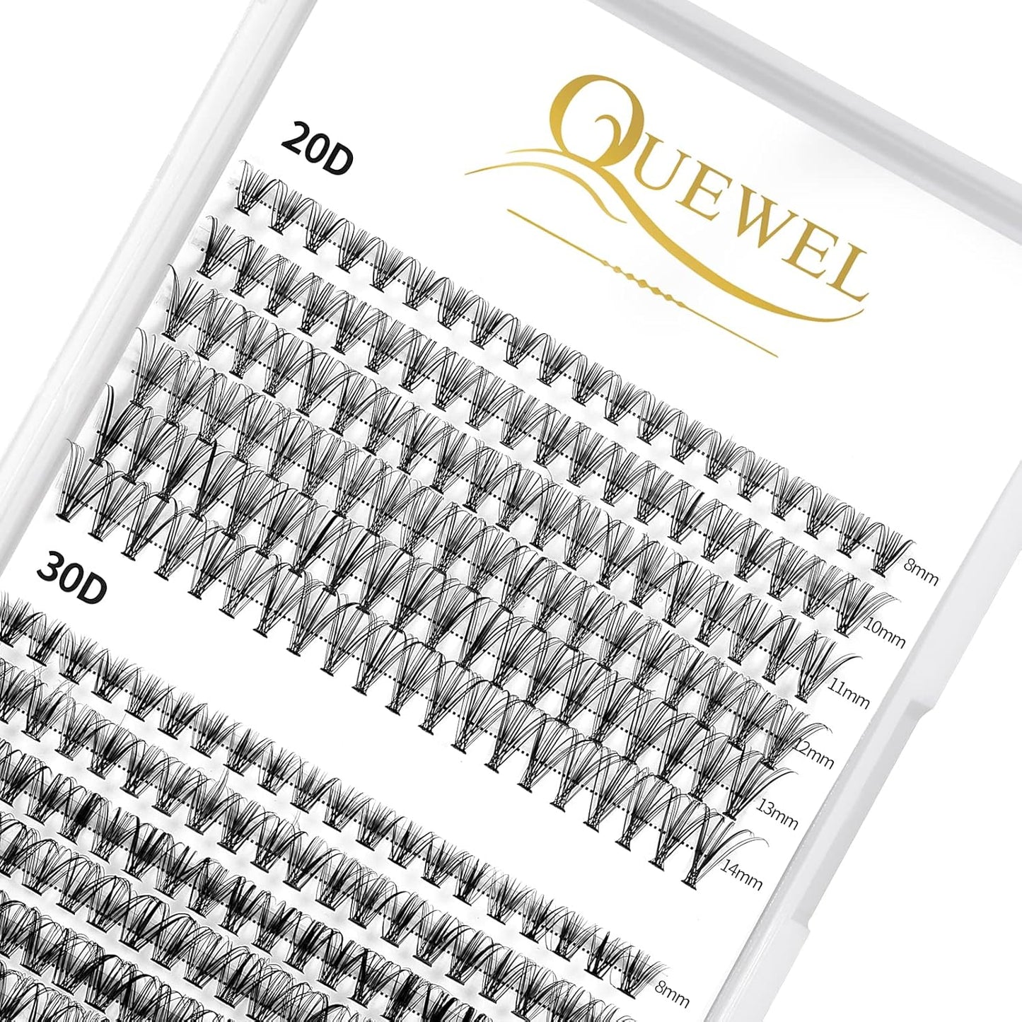 QUEWEL Lash Clusters 240Pcs Individual Lashes 20D+30D C Curl 8-14mm Length DIY Lash Extension Soft False Eyelashes Wispy Cluster Lashes Easy to Create Natural Look At Home(20D+30D-C-MIX8-14)