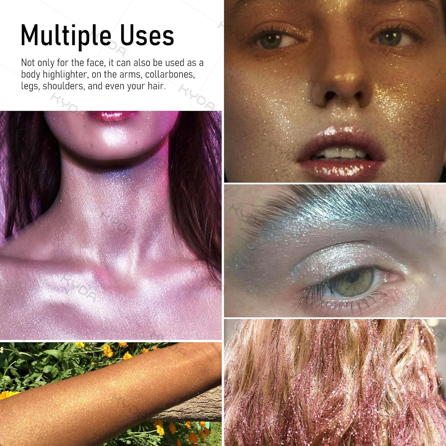 KYDA Highlighter Powder Spray, High Glossy Shimmer Sparkling Powder for Face and Body Glitter Makeup, Body Glitter Spray, Apple Green