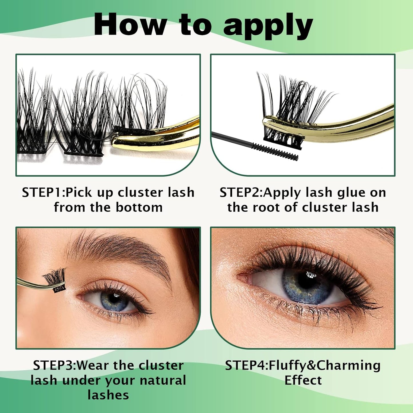 Lash Clusters 96pcs Individual Lashes Y08 D Curl 14mm Cluster Lashes KEYYOU Volume Wispy Lash Extension Soft&Comfortable Easy DIY at Home(Y08 D-14mm)