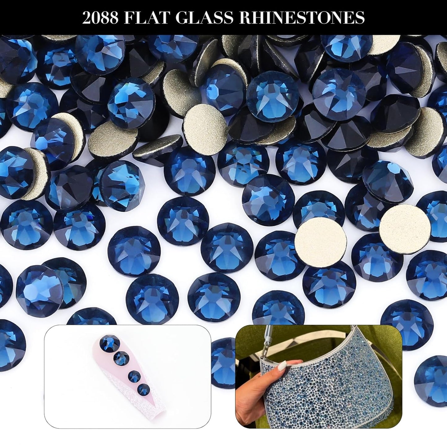 Novani Montana Rhinestones 1440pcs Flat Back Round Rhinestone Style 2088 Sparkly Crystal Gemstones for Nail Art and Crafting SS16,3.8-4.0mm