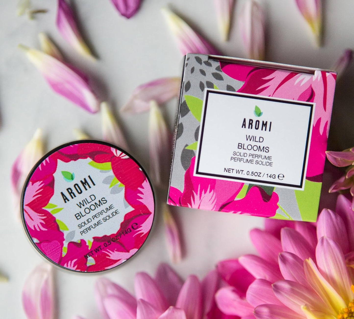 Aromi Solid Perfume | Floral Fragrance, Vegan, Cruelty-free, Travel, Women’s Gift, Peony, Orange, and Lily Scent, Concentrated, Alcohol-Free Scent, Handmade (Wild Blooms)