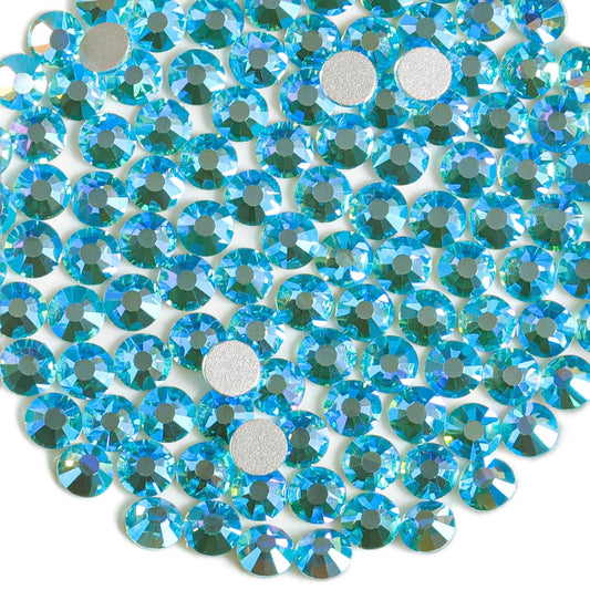 Beadsland 288 Pieces Flat Back Crystal Rhinestones Round Gems,Aquamarine AB,SS30,6.3-6.5mm