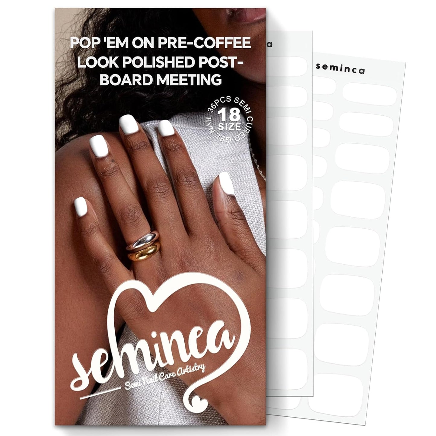 Semi Cured Gel Nail Strips-Gel Nail Polish Neutral Colors 36pcs DIY Salon Nails at Home for Teens & Adults Hot Yoga Proof Nail Wraps Works with Any UV/LED Lamps(White)