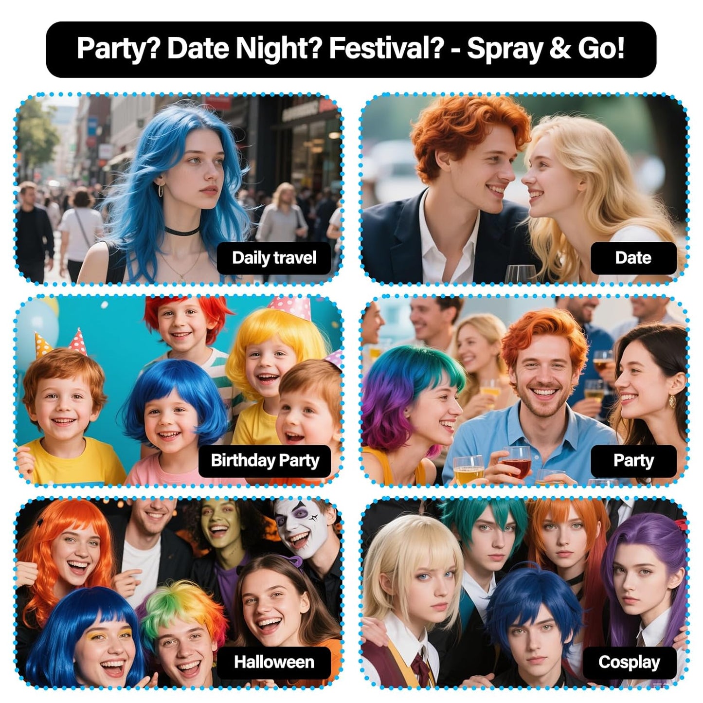 Temporary Hair Color Spray For Kids Women Men, Temporary Hair Dye Washable Hair Color Wax Non-Sticky For Cosplay Party DIY, Christmas Party, Halloween Crazy Hair Day (White, 4.06 oz)