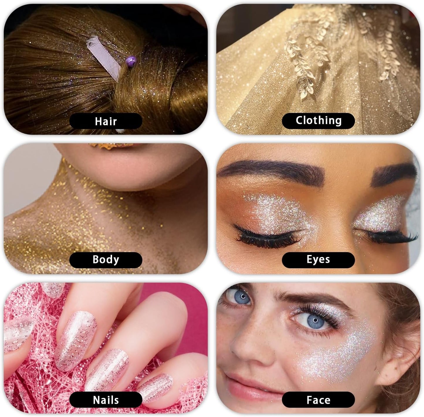 Hair and Body Glitter Spray, Holographic Glitter Highlighter Powder, Face Body Clothes Shiny Glitter, Loose Shimmer Hairspray Festival Rave Prom Accessories, 10g (01# Gold)