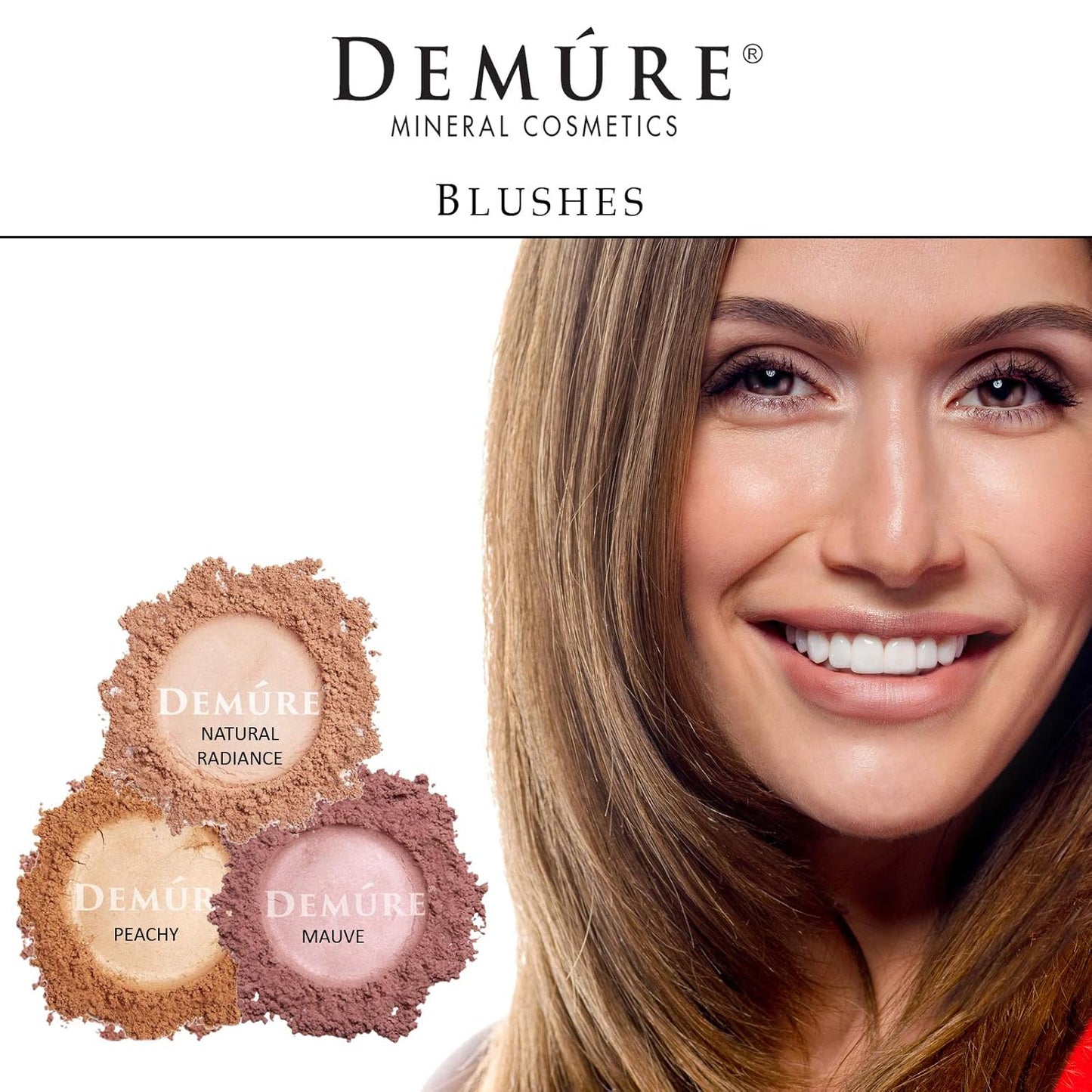 DEMURE Mineral Blush Makeup (Natural Radiance), Loose Powder, Neutral, Satin Finish, 12 Shades, Cruelty Free