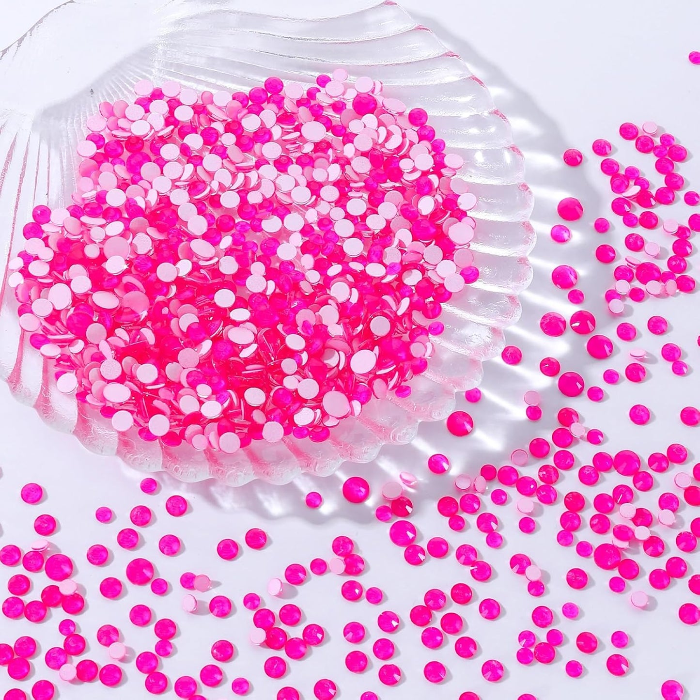 Neon Rose Flatback Rhinestones, Glass Rhinestones for Nail Art and Craft, Glue Fix, Loose Crystal Gemstones(Neon Rose, SS16, 1440pcs, 3.8-4.0mm)