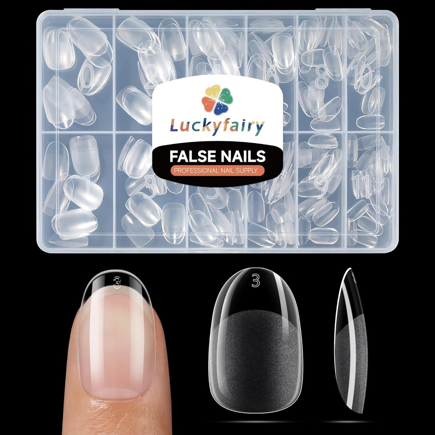 Short Oval Round Nail Tips - 240 Pcs Half Matte Clear Gel Acrylic Nail Tips Full Cover Soft Gel Short Oval Press On Nails Pre-Shaped For Nail Extension Art DIY Salon 12 Sizes