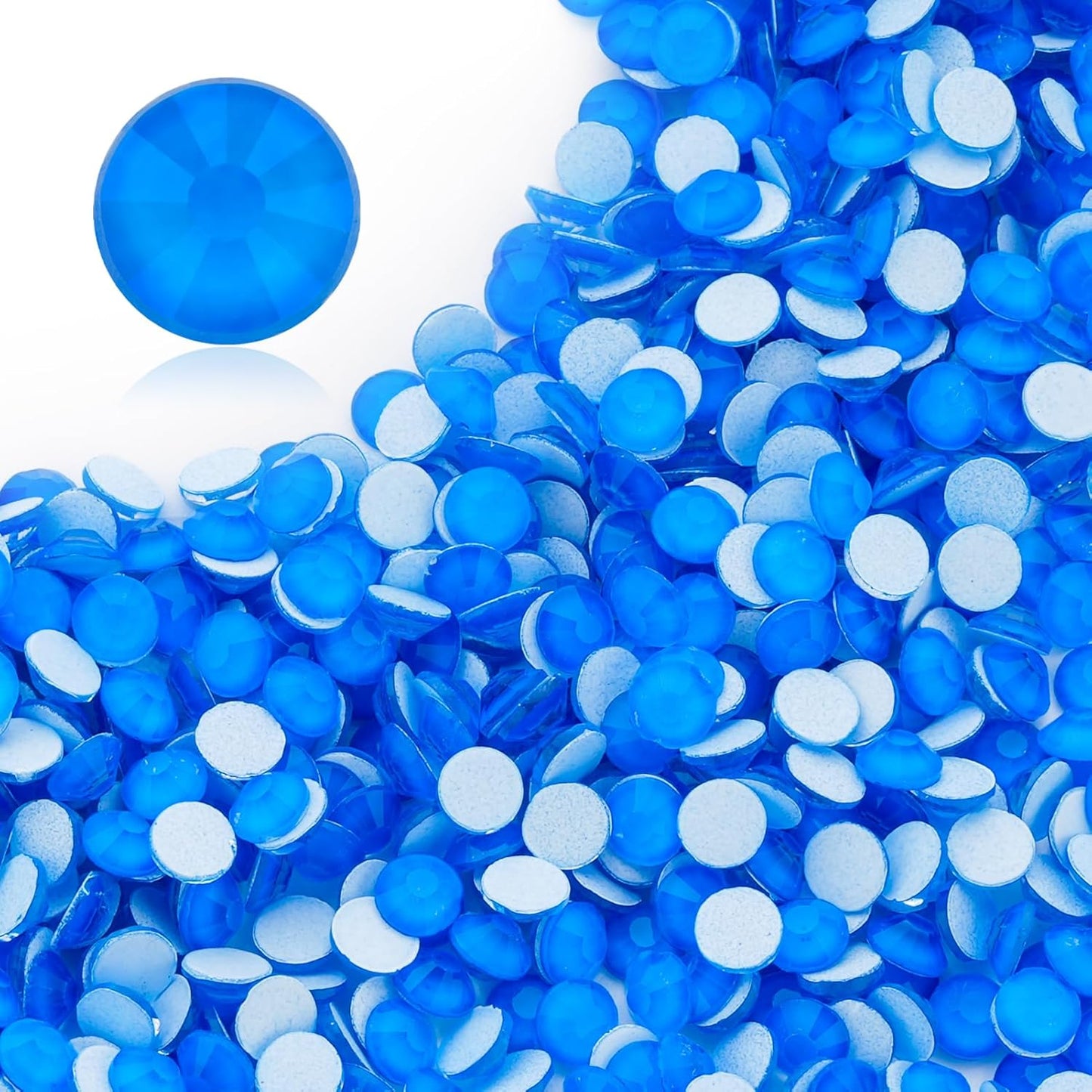 Neon Blue Flatback Rhinestones, Glass Rhinestones for Nail Art and Craft, Glue Fix, Loose Crystal Gemstones(Neon Blue, SS20, 1440pcs, 4.6-4.8mm)
