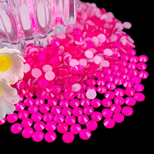 Flatback Glass Rhinestones,Bedazzler Gems Glue Fix 1440pcs Non Hotfix Rhinestones for Nail Charms Tumblers Crafts Clothes,Hot Pink Neon,SS10