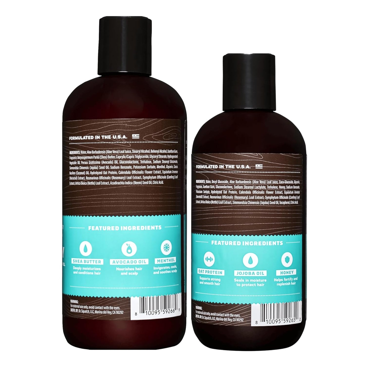 Dr. Squatch Natural Hair Bundle for Men - Healthy, Full Looking Hair - Coconut Castaway Shampoo (8 fl oz), Coconut Castaway Conditioner (11.5 fl oz)