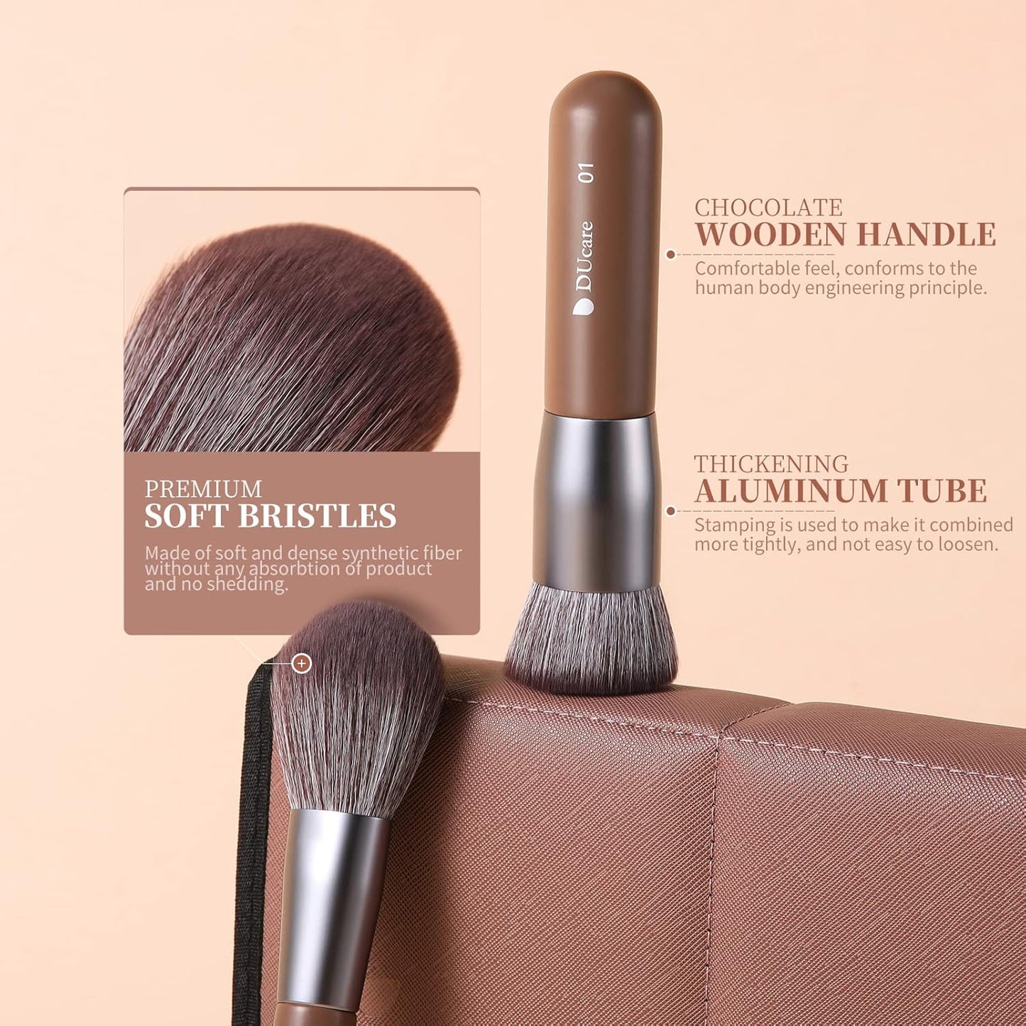 DUcare Makeup Brushes Professional with Bag 22Pcs Makeup Brush Set Premium Synthetic Kabuki Foundation Blending Brush Face Powder Blush Concealers Eye Shadows with Case