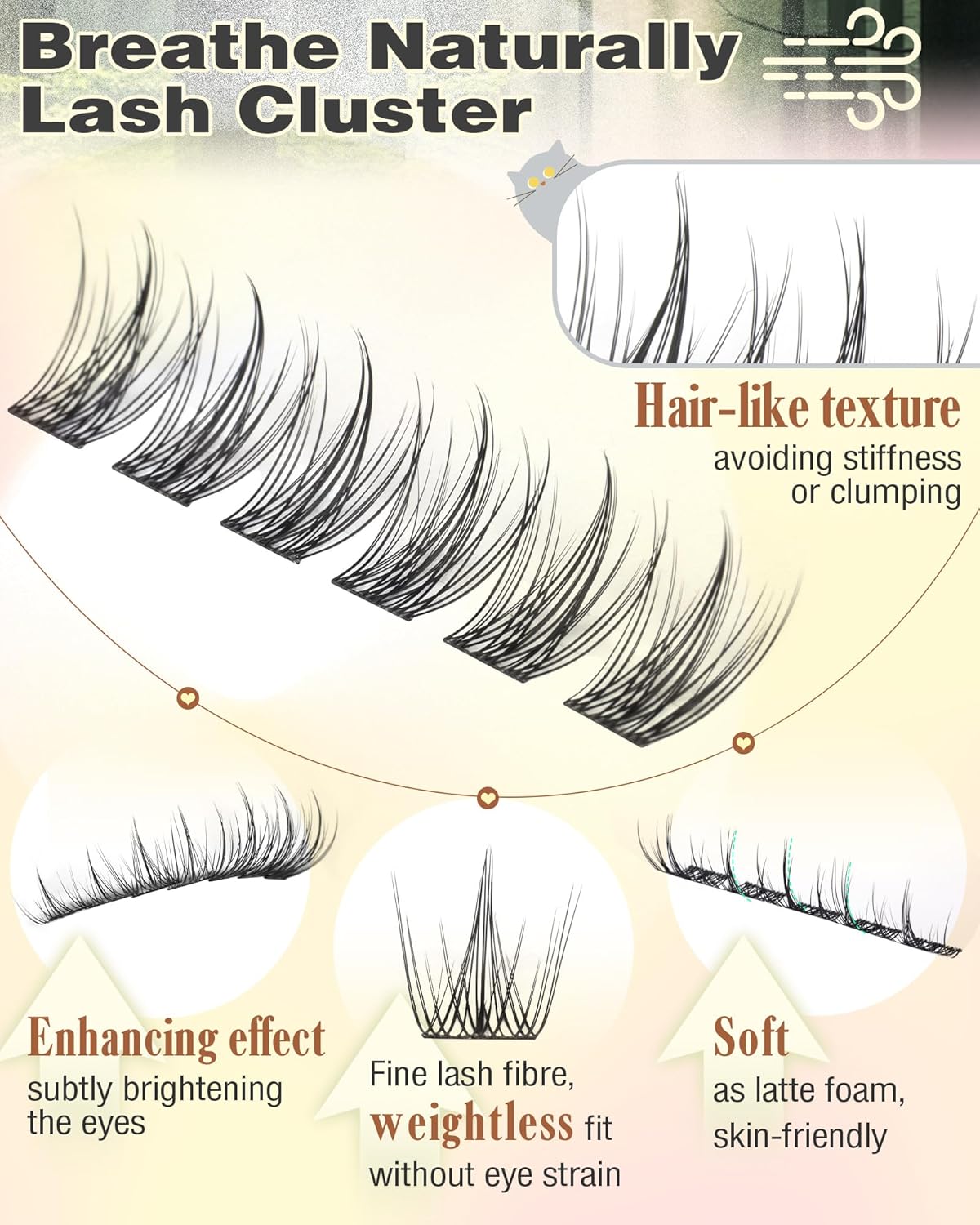 Natural Lash Clusters Wispy Manga Eyelash Clusters Fairy Lash Extension C Curl Cluster Eyelashes Extensions 180pcs