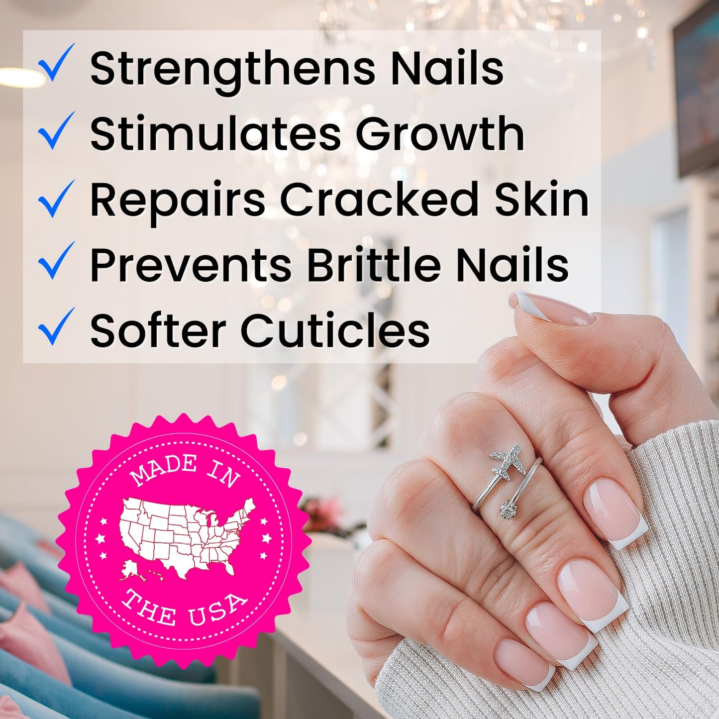 Ellie Chase Moisturizing Cuticle & Nail Care Oil 2.3 Fl Oz - Vanilla Scented – Infused with Jojoba Oil, Aloe, Vitamin E – Nail & Cuticle Hydration, Repair, Moisturizer, Strengthener, Growth